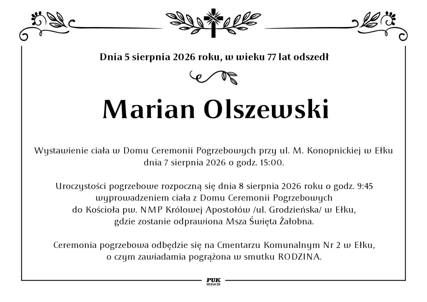 Marian Olszewski - nekrolog